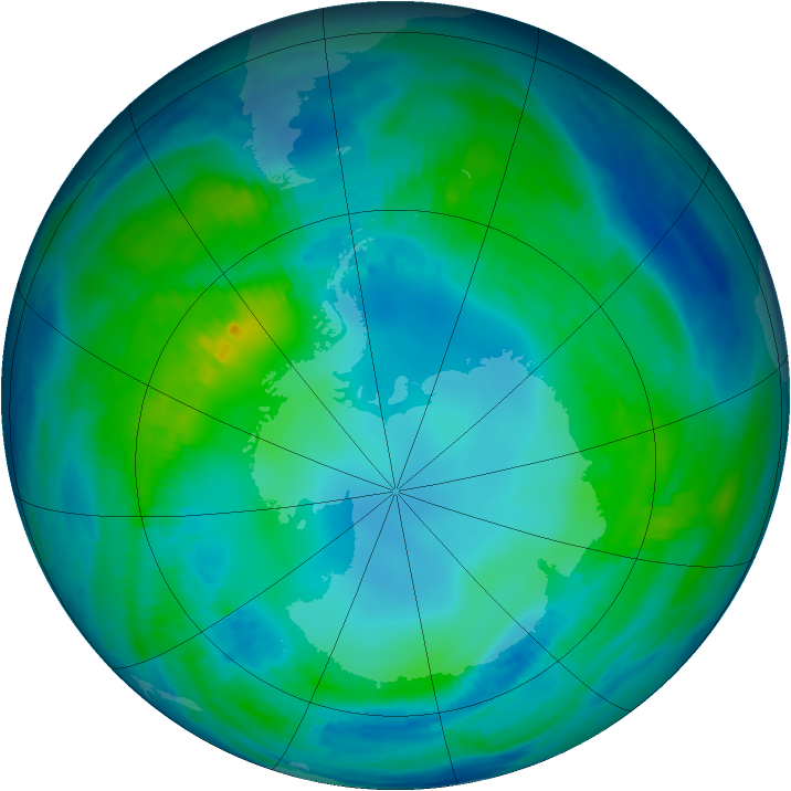 Antarctic ozone map for 09 May 1999